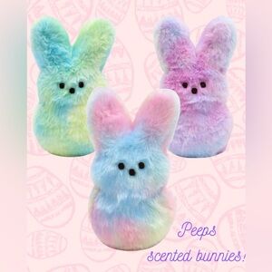 Peeps Easter Basket gift fuzzy marshmallow scented plush bunnies 6β